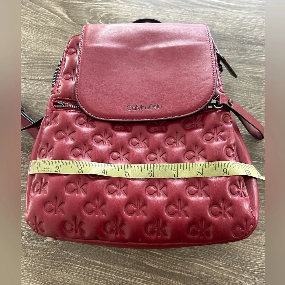 Calvin Klein Red Embossed Backpack - Picture 8 of 8
